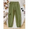 imageSweatyRocks Girls Elastic Waist Flap Pocket Cargo Pants Casual Solid Joggers PantsArmy Green