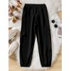 imageSweatyRocks Girls Elastic Waist Flap Pocket Cargo Pants Casual Solid Joggers PantsBlack