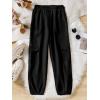 imageSweatyRocks Girls Elastic Waist Flap Pocket Cargo Pants Casual Solid Joggers PantsBlack