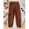 imageSweatyRocks Girls Elastic Waist Flap Pocket Cargo Pants Casual Solid Joggers PantsBrown