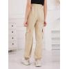 imageSweatyRocks Girls Elastic Waist Flap Pocket Cargo Pants Casual Solid Joggers PantsKhaki