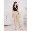 imageSweatyRocks Girls Elastic Waist Flap Pocket Cargo Pants Casual Solid Joggers PantsKhaki