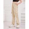 imageSweatyRocks Girls Elastic Waist Flap Pocket Cargo Pants Casual Solid Joggers PantsKhaki
