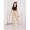 imageSweatyRocks Girls Elastic Waist Flap Pocket Cargo Pants Casual Solid Joggers PantsKhaki