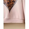 imageSweatyRocks Girls Heart Leopard Print Hoodies Long Sleeve Drop Shoulder SweatshirtPink