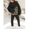 imageSweatyRocks Girls Letter Print Hooded Sweatshirt Long Sleeve Oversized Pullover TopsBlack