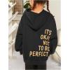 imageSweatyRocks Girls Letter Print Hooded Sweatshirt Long Sleeve Oversized Pullover TopsBlack