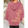 imageSweatyRocks Girls Letter Print Hooded Sweatshirt Long Sleeve Oversized Pullover TopsDusty Pink