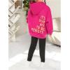 imageSweatyRocks Girls Letter Print Hooded Sweatshirt Long Sleeve Oversized Pullover TopsHot Pink