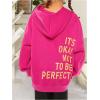 imageSweatyRocks Girls Letter Print Hooded Sweatshirt Long Sleeve Oversized Pullover TopsHot Pink
