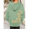 imageSweatyRocks Girls Letter Print Hooded Sweatshirt Long Sleeve Oversized Pullover TopsMint Green