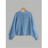imageSweatyRocks Girls Long Sleeve Drop Shoulder V Neck Button Front Ribbed Knit Cardigan SweatersBlue