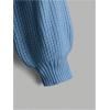 imageSweatyRocks Girls Long Sleeve Drop Shoulder V Neck Button Front Ribbed Knit Cardigan SweatersBlue