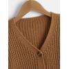 imageSweatyRocks Girls Long Sleeve Drop Shoulder V Neck Button Front Ribbed Knit Cardigan SweatersBrown