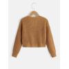 imageSweatyRocks Girls Long Sleeve Drop Shoulder V Neck Button Front Ribbed Knit Cardigan SweatersBrown