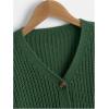 imageSweatyRocks Girls Long Sleeve Drop Shoulder V Neck Button Front Ribbed Knit Cardigan SweatersDark Green