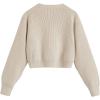 imageSweatyRocks Girls Long Sleeve Drop Shoulder V Neck Button Front Ribbed Knit Cardigan SweatersLight Khaki