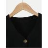 imageSweatyRocks Girls Long Sleeve Drop Shoulder V Neck Button Front Ribbed Knit Cardigan SweatersPure Black