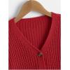imageSweatyRocks Girls Long Sleeve Drop Shoulder V Neck Button Front Ribbed Knit Cardigan SweatersRed