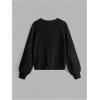imageSweatyRocks Girls Long Sleeve Drop Shoulder V Neck Button Front Ribbed Knit Cardigan SweatersSolid Black