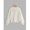 imageSweatyRocks Girls Long Sleeve Drop Shoulder V Neck Button Front Ribbed Knit Cardigan SweatersSolid White