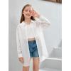imageSweatyRocks Girls Sheer Button Down Shirt Oversized Long Sleeve See Through Casual Blouse TopsWhite