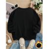 imageSweatyRocks Girls Sweatshirt Letter Graphic Round Neck Long Sleeve Drop Shoulder Pullover ShirtsBlack