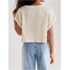imageSweatyRocks Girls Waffle Knit T Shirts Short Sleeve Crew Neck Loose Fit Solid Casual Crop TopsBeige