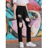 imageSweatyRocks Teen Girls High Waisted Straight Leg Ripped Jeans Washed Denim Pants with PocketsBlack