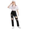 imageSweatyRocks Teen Girls High Waisted Straight Leg Ripped Jeans Washed Denim Pants with PocketsBlack