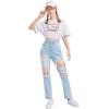 imageSweatyRocks Teen Girls High Waisted Straight Leg Ripped Jeans Washed Denim Pants with PocketsLight Wash