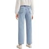 imageSweatyRocks Teen Girls High Waisted Straight Leg Ripped Jeans Washed Denim Pants with PocketsLight Wash Blue