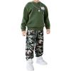 imageSweatyRocks Boys Sweatsuits Letter Patched Long Sleeve Hoodies and Camo Sweatpants 2 Piece OutfitsMulticolor