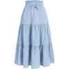 imageSweatyRocks Girls Casual Solid Drawstring Waist Ruffle Hem Midi Skirt A Line SkirtsBlue