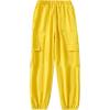 imageSweatyRocks Girls Elastic Waist Flap Pocket Cargo Pants Casual Solid Joggers PantsYellow