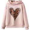 imageSweatyRocks Girls Heart Leopard Print Hoodies Long Sleeve Drop Shoulder SweatshirtPink