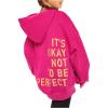 imageSweatyRocks Girls Letter Print Hooded Sweatshirt Long Sleeve Oversized Pullover TopsHot Pink