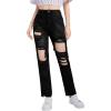 imageSweatyRocks Teen Girls High Waisted Straight Leg Ripped Jeans Washed Denim Pants with PocketsBlack