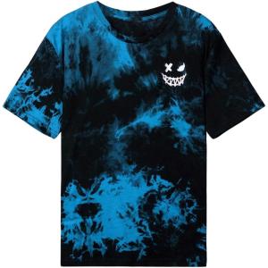 imageSweatyRocks Boys Graphic T Shirts Crewneck Short Sleeve Tie Dye Casual Tee TopBlue