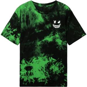 imageSweatyRocks Boys Graphic T Shirts Crewneck Short Sleeve Tie Dye Casual Tee TopGreen