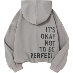 imageSweatyRocks Girls Letter Print Hooded Sweatshirt Long Sleeve Oversized Pullover TopsLight Grey
