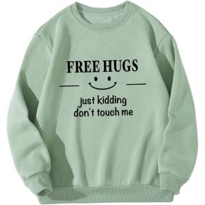 imageSweatyRocks Girls Sweatshirt Letter Graphic Round Neck Long Sleeve Drop Shoulder Pullover ShirtsGreen