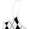 imageSweatyRocks Girls 2 Piece Outfits Argyle Print Cami Mini Dress with Short Sleeve Crop TeeBlack