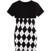 imageSweatyRocks Girls 2 Piece Outfits Argyle Print Cami Mini Dress with Short Sleeve Crop TeeBlack