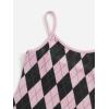 imageSweatyRocks Girls 2 Piece Outfits Argyle Print Cami Mini Dress with Short Sleeve Crop TeePink Black