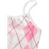 imageSweatyRocks Girls 2 Piece Outfits Argyle Print Cami Mini Dress with Short Sleeve Crop TeePink White