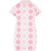 imageSweatyRocks Girls 2 Piece Outfits Argyle Print Cami Mini Dress with Short Sleeve Crop TeePink White