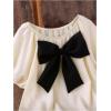 imageSweatyRocks Girls Short Sleeve Shirts Summer Crewneck Tops Casual Cute Bow Puff Sleeve BlousesApricot