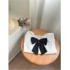 imageSweatyRocks Girls Short Sleeve Shirts Summer Crewneck Tops Casual Cute Bow Puff Sleeve BlousesBlack and White