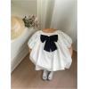 imageSweatyRocks Girls Short Sleeve Shirts Summer Crewneck Tops Casual Cute Bow Puff Sleeve BlousesBlack and White